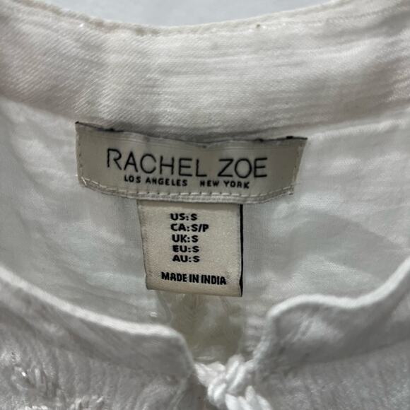 Rachel Zoe Women's SM Floral Embroidered Boho White Sleeveless Peasant Blouse - Picture 7 of 7